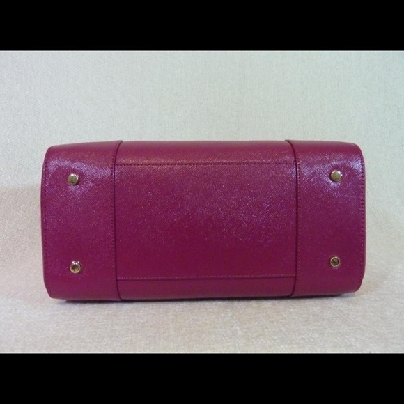 NEW Tory Burch Robinson Middy Raspberry Pink Saffiano Leather Satchel Bag - Picture 5 of 9